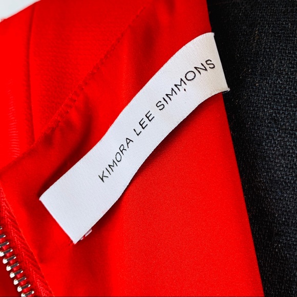 Kimora Lee Bell Sleeve V-Neck Red Cocktail Dress - Picture 3 of 7